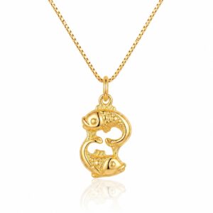 Ζώδιο ασημένιο επίχρυσο ιχθύς - Eshop online stefana-gamou.gr