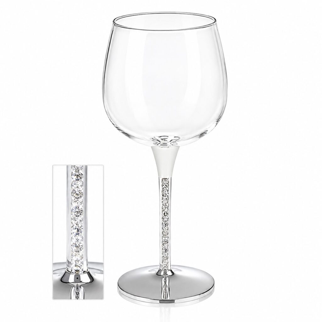 Ποτήρι κρασιού γάμου Swarovski - Online eshop stefana-gamou.gr