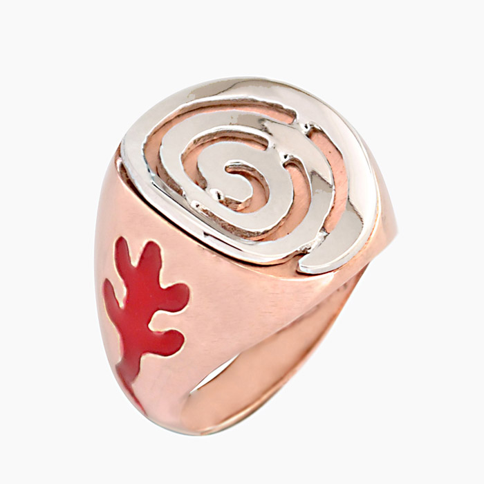 Δαχτυλίδι ασημένιο & ροζ χρυσό με σχέδιο μαίανδρος