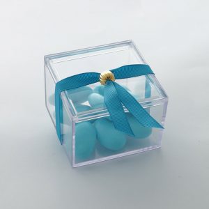 Κουτάκι plexiglass μπομπονιέρα βάπτισης με κουφέτα μπλέ
