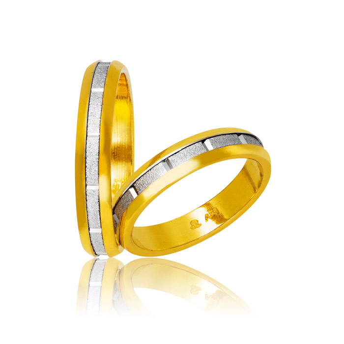 Βέρες δίχρωμες γάμου σε λευκόχρυσο και κίτρινο χρυσό-stefana-gamou.gr