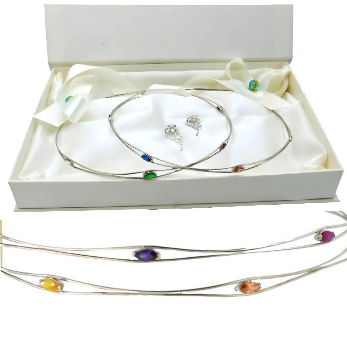 Ασημένια στέφανα με ζιργκόν swarovski χρωματιστά