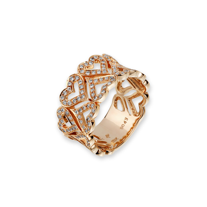 Δαχτυλίδι αρραβώνων K18 με διαμάντια και ρόζ χρύσο.