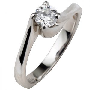 Μονόπετρο δαχτυλίδι λευκόχρυσο - Online eshop stefana-gamou.gr