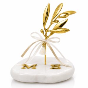Φύλλο ελιάς μπομπονιέρα γάμου με κουφέτα