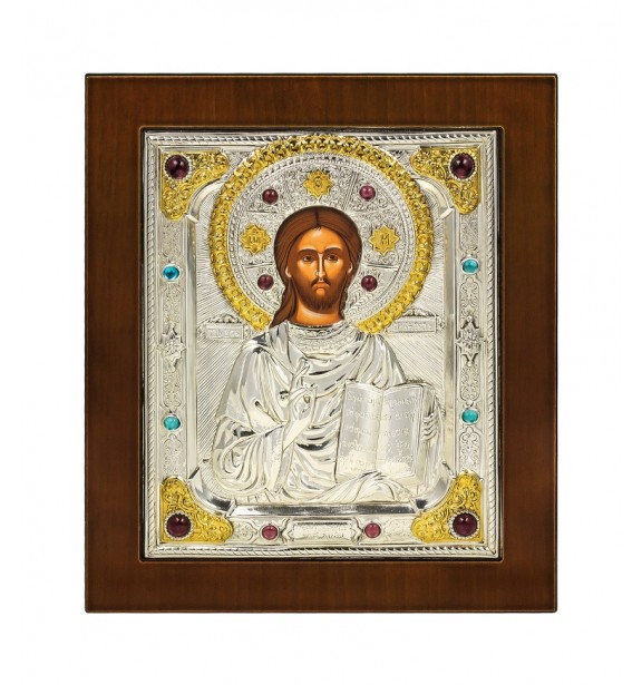 Εικόνα Χριστός ασημένια με επιχρυσώματα - Online stefana-gamou.gr